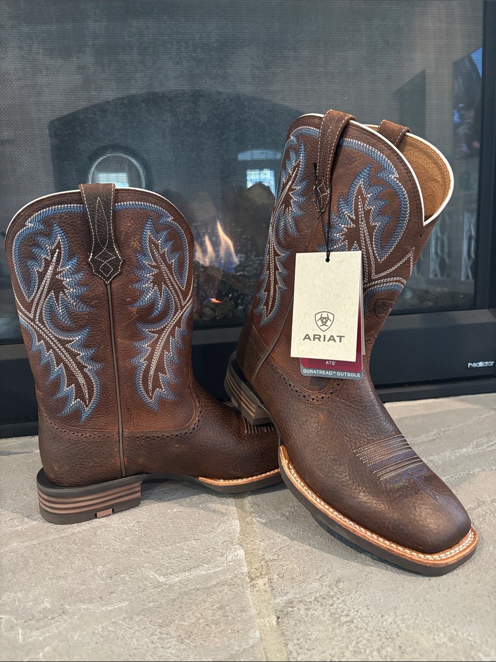 Ariat Quickdraw Brown Oiled Rowdy,Leather,ATS,Duratread,stitching,Square,Western